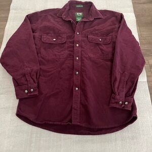 [L] Stillwater Supply Co. Chamois Dark Red Thick Flannel Button Overshirt men
